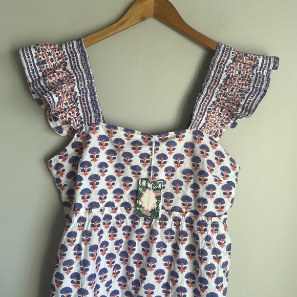 NEW OLIPHANT Smocked Square Neck Mini In Periwinkle In Blue Medium - Picture 5 of 13